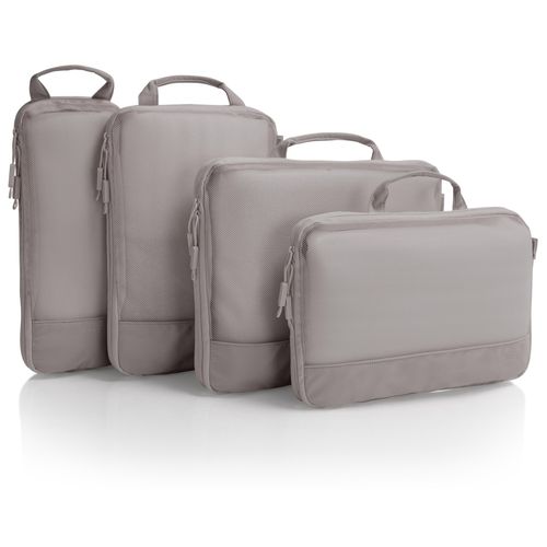 Kofferorganizer HEYS "Ecotex Compression Packing Cube", Herren, Gr. B/H/T: 35,6cm x 29,2cm x 12,7cm, beige (atmosphere), Nylon, unifarben, Taschen Kofferorganizer, komprimierbare Packwürfel, Packtaschen, Organizer für Koffer