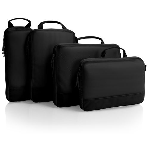 Kofferorganizer HEYS "Ecotex Compression Packing Cube", Herren, Gr. B/H/T: 35,6cm x 29,2cm x 12,7cm, schwarz (schwarz onyx), Nylon, unifarben, Taschen Kofferorganizer, komprimierbare Packwürfel, Packtaschen, Organizer für Koffer