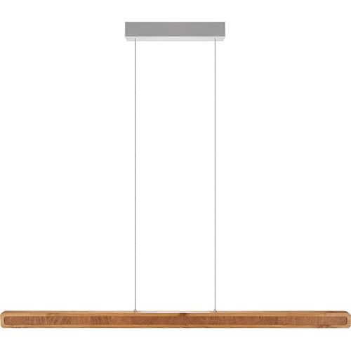 Karl K Balkenleuchte mit Kopfholz Asteiche geölt Nickel matt gebürstet 130cm