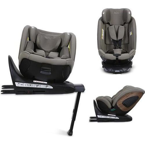 Novi Daniel Premium Wood i-Size Kindersitz (R129) – 360° drehbar – ab Geburt bis 150 cm – vorwärts & rückwärtsgerichtet - Taupe