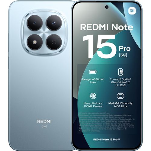 Xiaomi Redmi-Anmerkung 15 PRO 8 + 256GB 6.83 "5G-Gletscherblau-EU Xiaomi