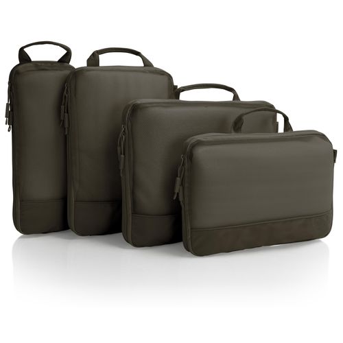 Kofferorganizer HEYS "Ecotex Compression Packing Cube", Damen, Gr. B/H/T: 35,6cm x 29,2cm x 12,7cm, grün (grün moss), Nylon, unifarben, Taschen Kofferorganizer, komprimierbare Packwürfel, Packtaschen, Organizer für Koffer