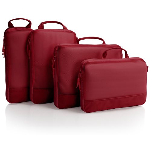 Kofferorganizer HEYS "Ecotex Compression Packing Cube", Damen, Gr. B/H/T: 35,6cm x 29,2cm x 12,7cm, rot (rot maple), Nylon, unifarben, Taschen Kofferorganizer, komprimierbare Packwürfel, Packtaschen, Organizer für Koffer