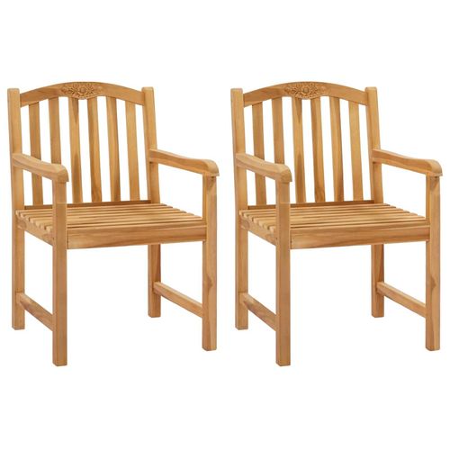 Handgeschnitzter Rosenstuhl 2 pcs Natur Massivholz Teak