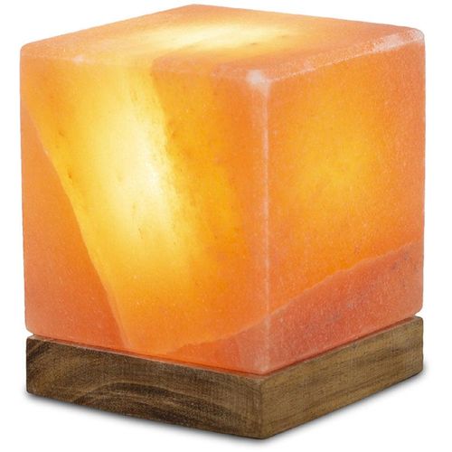 WAGNER LIFE DESIGN Salzkristall-Tischlampe "Kubus", orange, Ø 10cm H: 12cm, 1 Stk., Leuchten, Handgefertigt aus Salzkristall - jeder Stein ein Unikat, H: ca.12 cm