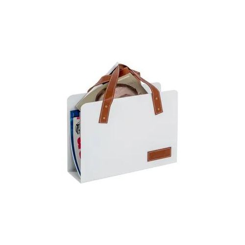 Zeitungsständer HAKU, braun (weiß, braun), B:35cm H:38cm T:10cm, Kunstleder, Metall, Zeitungsständer, Zeitungsständer