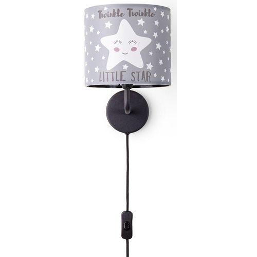 PACO HOME Wandleuchte "Aleyna 105", schwarz, 1, Ø 18cm H: 26,5cm, Leuchten, Kinderlampe Babyzimmer Kinderzimmer âˆ…18cm Sterne Kabel 3m E14, Wandleuchte