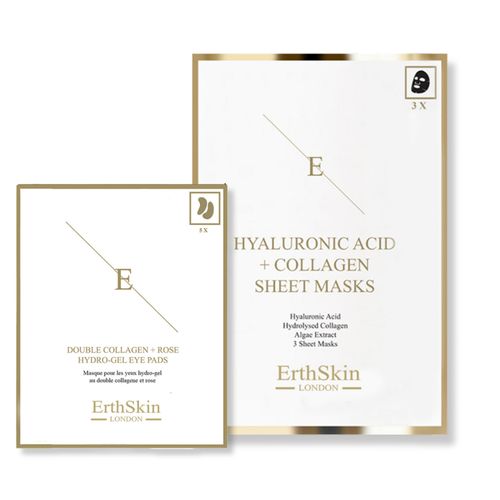 Hyaluronsäure & Kollagen Maske - 3 Blätter + Doppelkollagen + Rose Hydrogel Augenpads 5 X 2