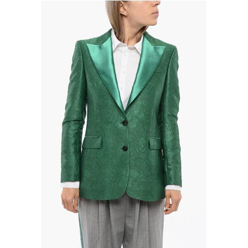 Bestickter RANBU-Blazer mit steigendem Revers in Grün