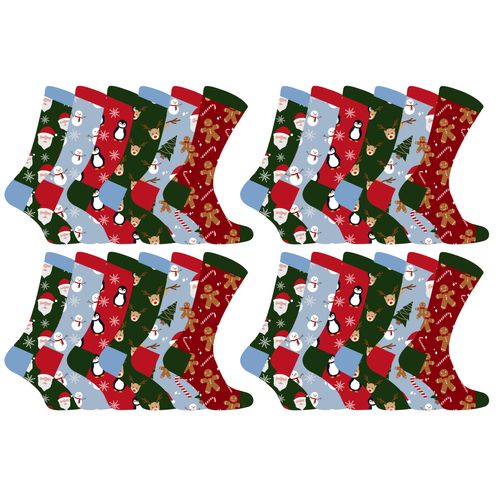 Kinder Weihnachten Socken | Sock Snob | Neuheit Spaß Muster Weihnachtsgeschenk Socken für Jungen & Mädchen - 24 Pack