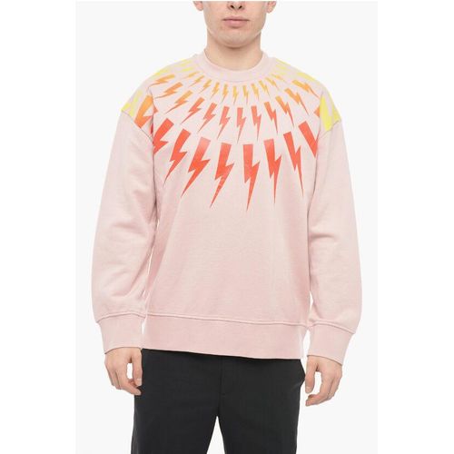 Rundhals-Sweatshirt FAIR-ISLE THUNDERBOLT mit Degradè-Print in Pink