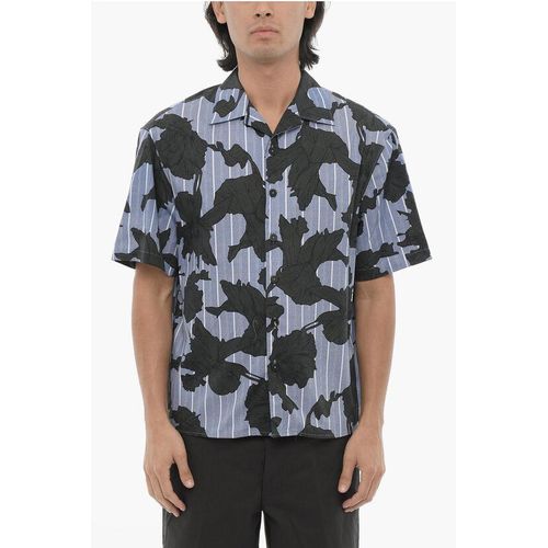 Boxy Fit Hemd mit Blumenmotiv in Blau, Nero