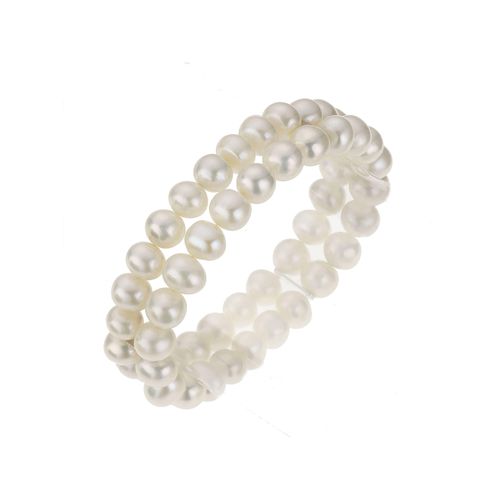 Zeeme Pearls Armband Süßwasserzuchtperlen weiß 8mm zweireihig