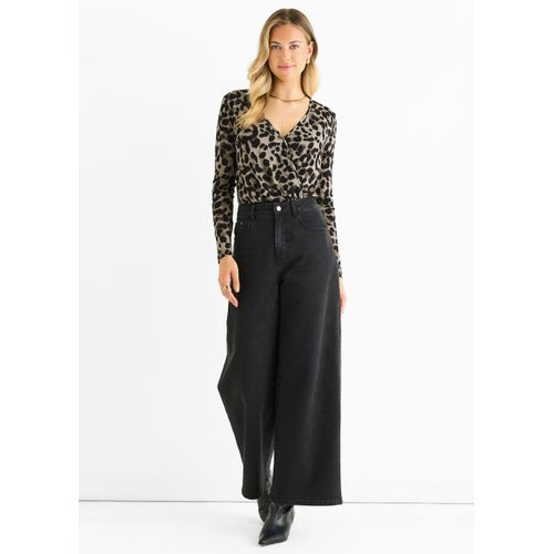 Grauer Tier-Wickeljersey-Bodysuit