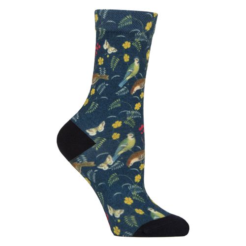 Damen Spaßsocken | Lustige Bunte Blumenmuster Socken 4-7 UK