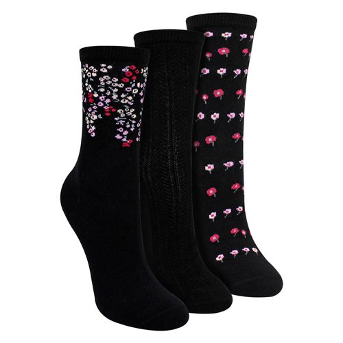 3 Paar Damen Socken mit Blumenmuster - Weiche Baumwollsocken für jeden Tag