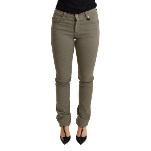 Olivengrüne Baumwoll-Stretch-Jeans