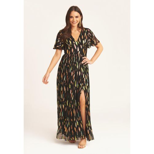 Multi-Jacquard-Maxikleid mit Engelsärmeln