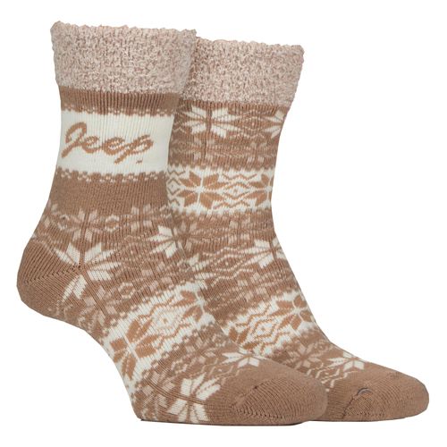 2 Paar Damen Thermo Mustersocken Fairisle Warme Wintersocken