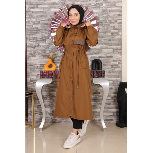 Capuchon Jas With Tekst Detail, Beige-bruin