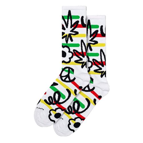 Neuheiten Doodle Socken | Happy Socks | Lässige Spaß Golden Doodle Socken - Weiß