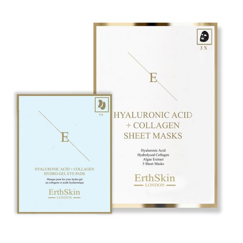 Hyaluronsäure & Kollagen Maske - 3 Blatt + Hyaluronsäure + Kollagen Hydrogel Augenpads 5 X 2