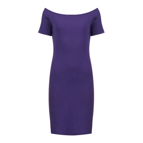 Tief Lila Schulterfreies Enges Kleid