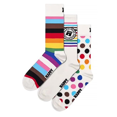3er Pack Multipack Pride Socken Geschenkbox | Happy Socks | Mehrfarbige Regenbogen LGBTQIA+ Socken - Regenbogen