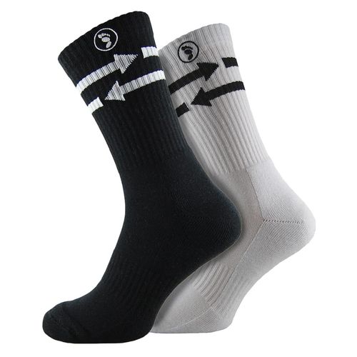 2 Paar Herren Pfeil Crew Socken | Zehenlappen | Gemütliche klassische Crew-Länge Socken, ideal für Sport - Weiß / Schwarz