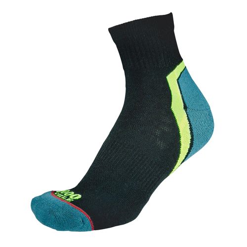 1000 Mile - Heren Actieve Kwart Repreve Gevoerde Sokken met Platte Teenzijde - Zwart / Teal