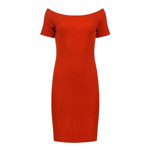 Feuerrotes Schulterfreies Enges Kleid