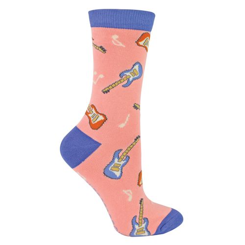 Miss Sparrow - Womens Novelty Gitarre Bambus Socken - Gitarre (Rosa)