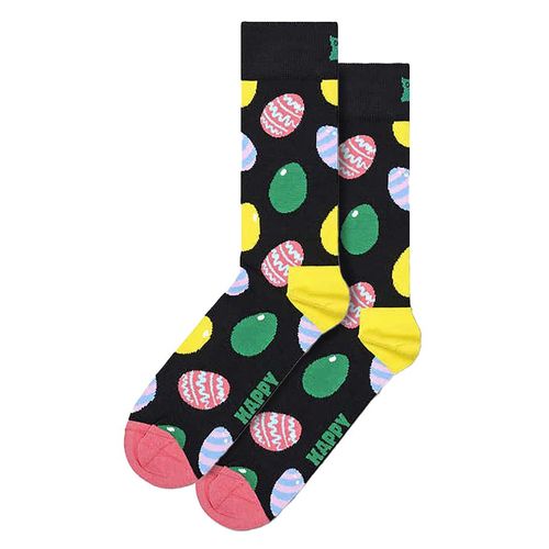 Happy Socks - Eier-Socken | Lustige Eiersocken mit Print | Geschenk-Socken - Schwarz