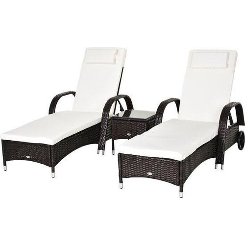 Doppelzimmer-Braun-Liege-Set mit Couchtisch und Polsterkissen