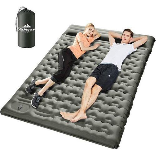 Selbstauflüsternde Campingmat, 2-Personen-Schlafsack, 200 x 140 cm, mit integriertem Kompressor, dichter Campingmat mit Kissen für Wanderungen, Outdoor, Reisen, Wandern, Strand, grün