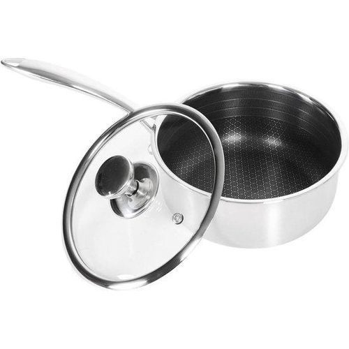 Kleine hybride Induktionskochtopf 16 cm, 3-Lagen Stahl, Anti-Aanbaklaag, mit Deckel.
