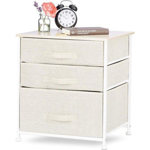 Ladekast aus Metall und Holz, beige, 53x48x40 cm, Lade- und Sitzebene