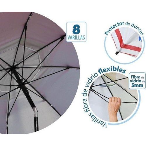 Alu-Regenschirm Ø 180 cm mit Anker und Steuerwippe mit höchster UV-Schutzstufe 50+ in Rot