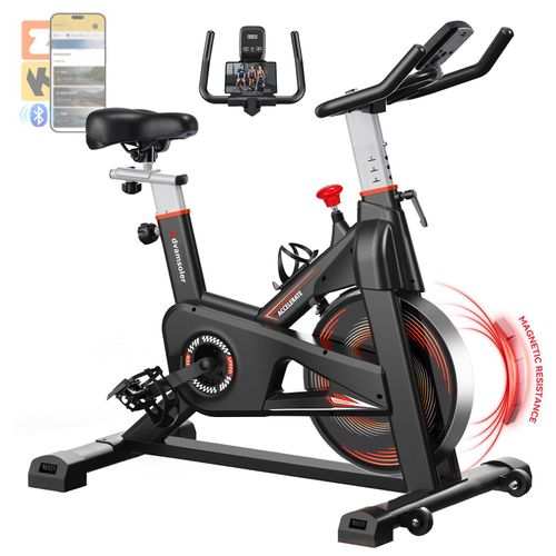 Heimtrainer Fahrrad mit App, Advamsoler Leises Ergometer Hometrainer Fahrrad mit LCD-Monitor & Tablet-Halter, Indoor Bike für Kardiotraining zu Hause