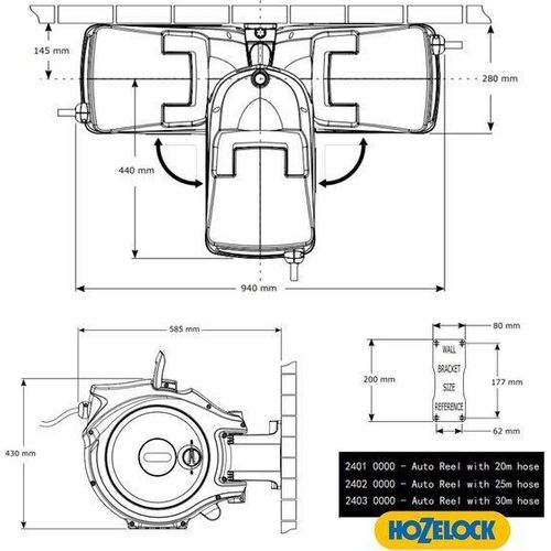 30 m Auto-Reel grauer Schlauch mit 2 Suchen Gartenhose Schlauch.