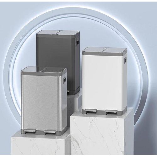 Küchenmülltonne, 20+20 l, silber, rohrloser Ausführung, mit Entfernbare Schalen, für Büro und Haushalt