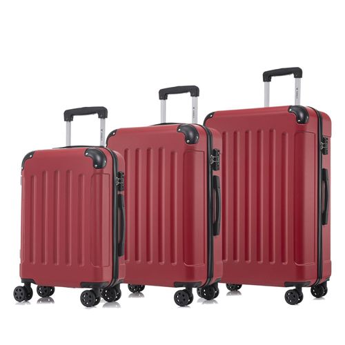 yonsly Premium Reisekoffer TSA-Schloss,YKK-Reißverschluss Hartschalen-Koffer Kabinenkoffer Rollkoffer Suitcase Handgepäck (Rot, M-L-XL-Set)