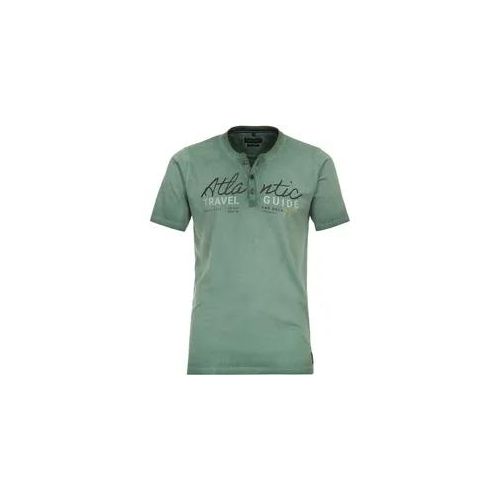 Henleyshirt CASAMODA "CASAMODA Henley uni", Herren, Gr. M, grün, 100% Baumwolle, Shirts