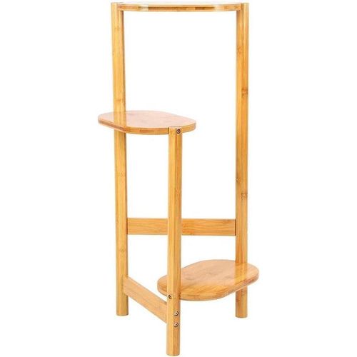 Bamboe 3-Tier Pflanzenständer Outdoor Indoor 3 Pflanzenhalter Hängbarer Pflanzenrek 31,5x75cm Holzfarbe