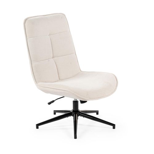 Meubles Cosy Verstellbarer Freizeitsessel aus beigem Chenille Stoff mit 360° Drehfunktion – CHARLOTTE