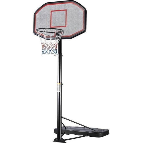 Basketbalpaal für Draussen - Basketballring mit Standard - Kinderbasketballpaal - Verstelbarer Basketballpaal - 218 bis 306 cm - Rot