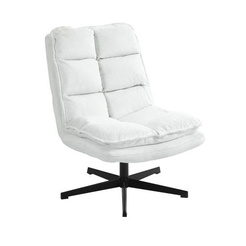Meubles Cosy Armlehnenloser klappbarer Freizeitsessel aus weißem Stoff 360° drehbar – AESTON