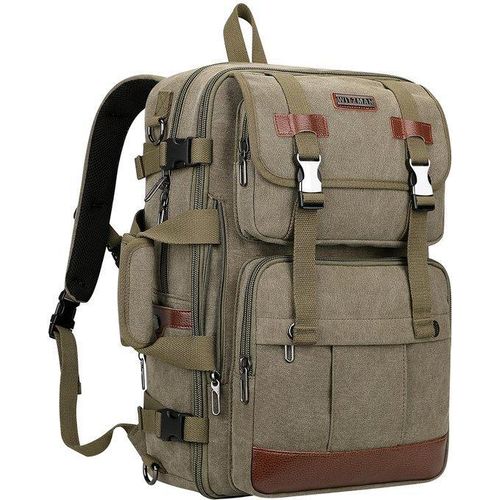 Canvas-Tasche für Männer, groß, handgepäcktauglich, skaliert, vintage-Stil, Laptop-Fit, 17 Zoll, A6617-3, Armygrün.