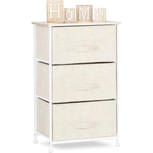 Ladekast mit 3 Stofflade - Kompaktes und dekoratives Aufbewahrungsgerät, 73 x 45 x 30 cm, Beige