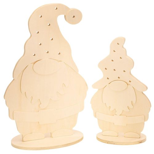 Wichtel-Set aus Holz, 31,5 & 41,5 cm, 2 Stück